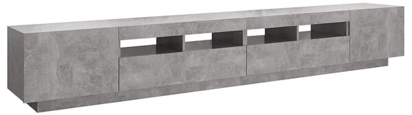 Betonszürke TV-szekrény LED-lámpákkal 260 x 35 x 40 cm