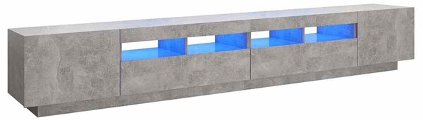Betonszürke TV-szekrény LED-lámpákkal 260 x 35 x 40 cm