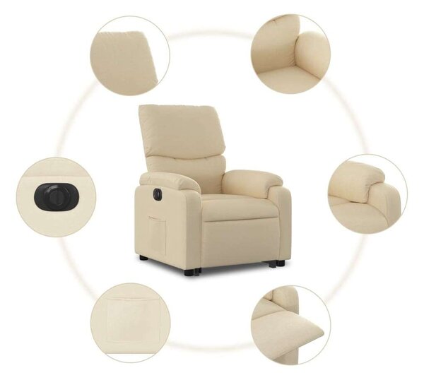 VidaXL Elektromos Dönthető Fotel - Krémszínű