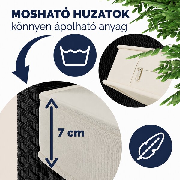 Deuba Rattan ülőgarnitúra Sedan I. - fekete/krémszínű párnák
