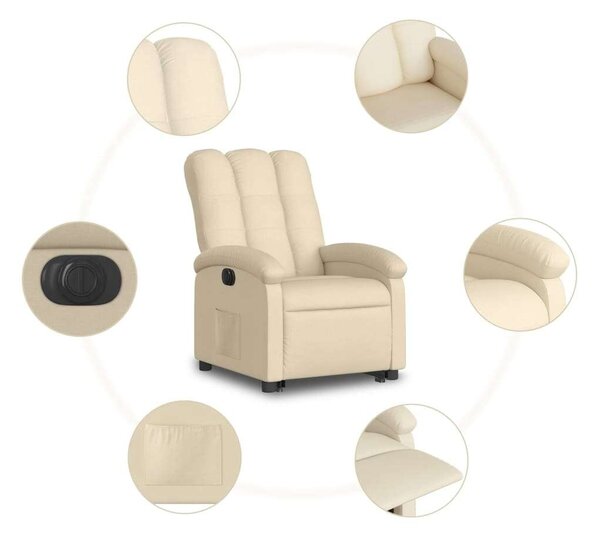 VidaXL Elektromos Felfelé Segítő Fotel - Krémszín