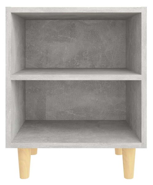 2 db betonszürke éjjeliszekrény tömör fa lábakkal 40x30x50 cm