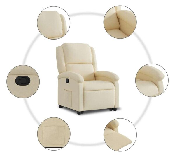 VidaXL Elektromos Felfelé Emelő Fotel - Krémszínű