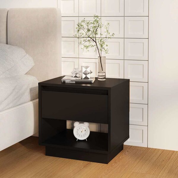 Fekete forgácslap éjjeliszekrény 45 x 34 x 44 cm