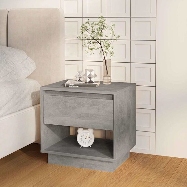 2 db betonszürke szerelt fa éjjeliszekrény 45x34x44 cm