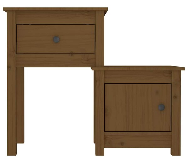 2 db mézbarna tömör fenyőfa éjjeliszekrény 79,5 x 38 x 65,5 cm