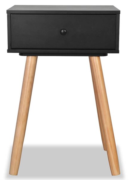 2 db fekete, tömör fenyőfa éjjeliszekrény 40 x 30 x 61 cm