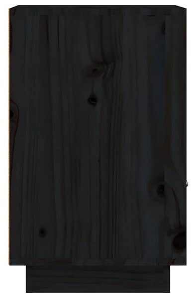 2 db fekete tömör fenyőfa éjjeliszekrény 40 x 34 x 55 cm