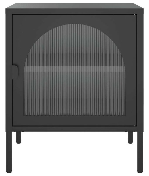 VidaXL Éjjeliszekrény Szett - Fekete Acél és Üveg - 50x35x60cm