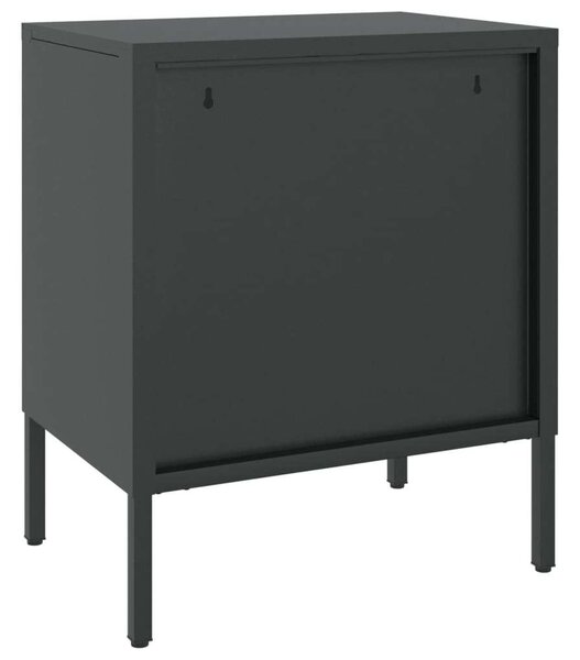 VidaXL Éjjeliszekrény Szett - Fekete Acél és Üveg - 50x35x60cm