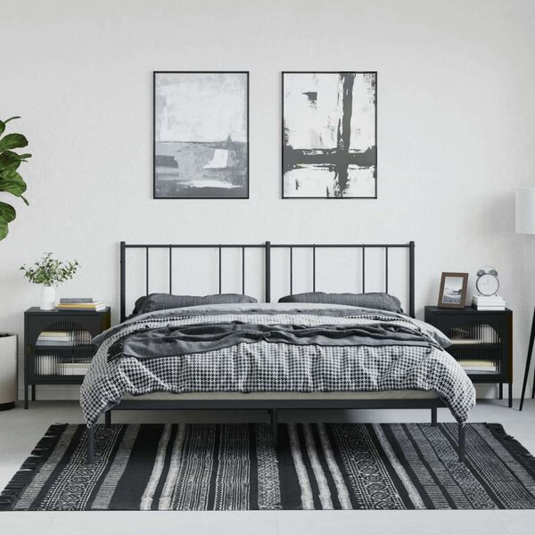 VidaXL Éjjeliszekrény Szett - Fekete Acél és Üveg - 50x35x60cm