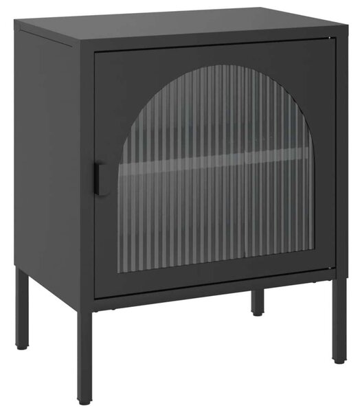 VidaXL Éjjeliszekrény Szett - Fekete Acél és Üveg - 50x35x60cm