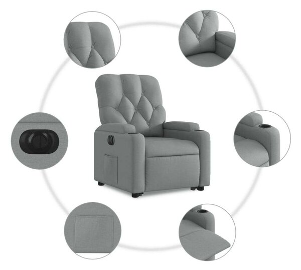 VidaXL Elektromos Dönthető Fotel - Világosszürke