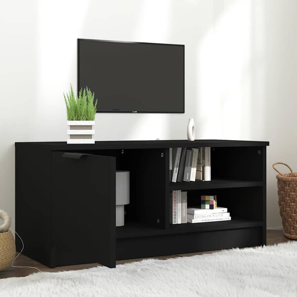 Fekete szerelt fa TV-szekrény 80 x 35 x 36,5 cm
