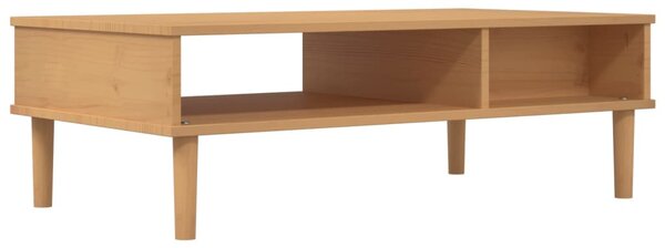 SENJA barna rattanhatású tömör fa dohányzóasztal 100x55x33 cm