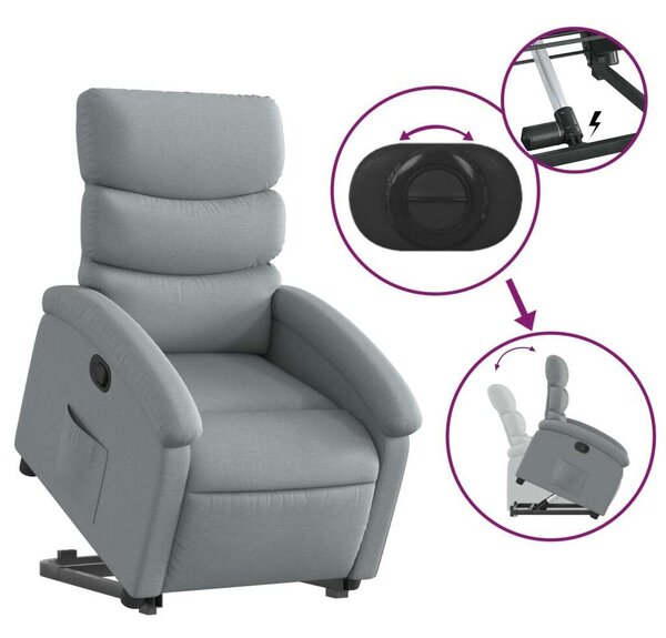 VidaXL Elektromos Felfelé Emelő Fotel - Világosszürke