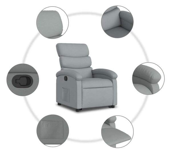 VidaXL Elektromos Felfelé Emelő Fotel - Világosszürke