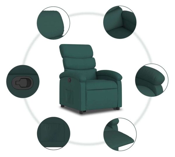 VidaXL Elektromos Felfelé Emelő Fotel - Sötétzöld