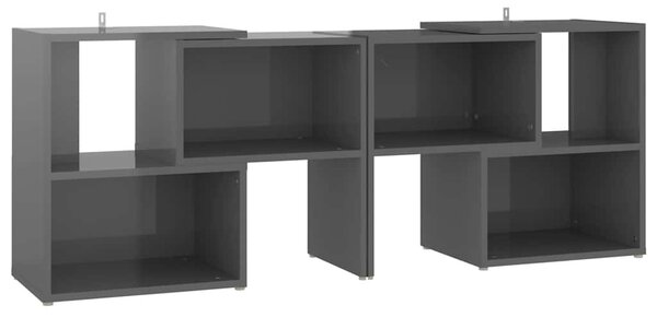 Magasfényű szürke szerelt fa TV-szekrény 104 x 30 x 52 cm