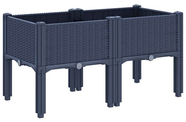 Kékszürke PP rácsos kerti ültetőláda 80 x 40 x 42 cm