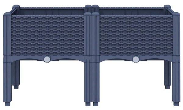 Kékszürke PP rácsos kerti ültetőláda 80 x 40 x 42 cm