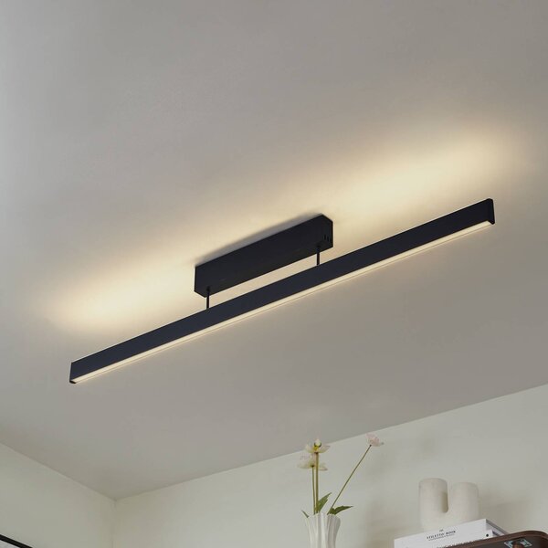 Lucande Smart LED mennyezeti világítás Mylosh, fekete, CCT, Tuya, dimmelhető, Fekete, Nappali / Étkező, Alumínium, Modern