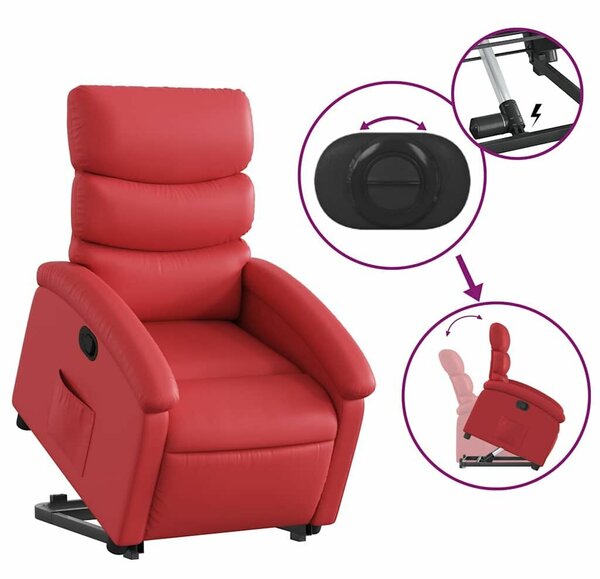 Relax Fotel - Elektromos Emelő - Piros Műbőr