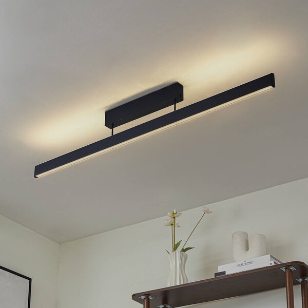 Lucande Smart LED mennyezeti világítás Mylosh, fekete, CCT, Tuya, dimmelhető, Fekete, Nappali / Étkező, Alumínium, Modern