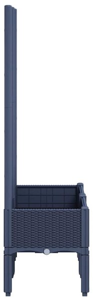 Kékszürke PP rácsos kerti ültetőláda 80 x 40 x 142 cm