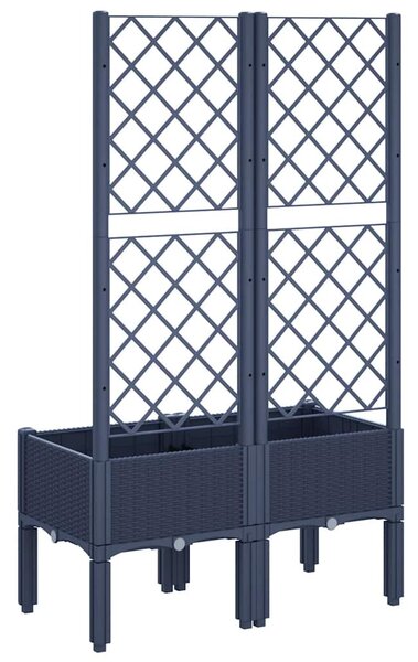 Kékszürke PP rácsos kerti ültetőláda 80 x 40 x 142 cm