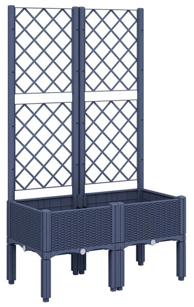 Kékszürke PP rácsos kerti ültetőláda 80 x 40 x 142 cm