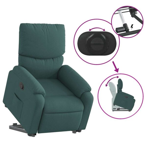 VidaXL Elektromos Felfelé Emelő Fotel - Sötétzöld