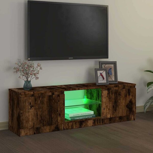 Füstölt tölgy színű TV-szekrény LED lámpákkal 120x30x36 cm
