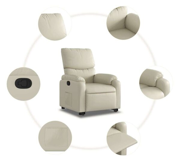 Relax Fotel - Elektromos Emelő - Krémszínű Műbőr