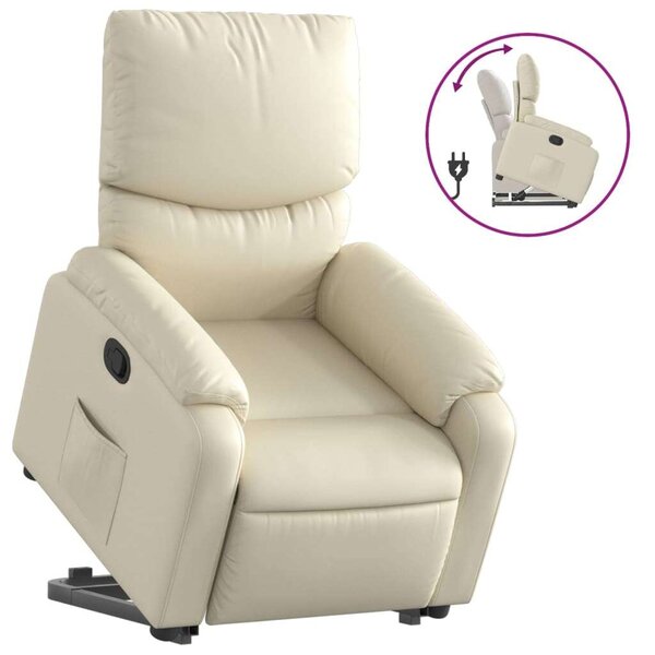 Relax Fotel - Elektromos Emelő - Krémszínű Műbőr