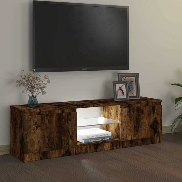 Füstölt tölgy színű TV-szekrény LED lámpákkal 120x30x36 cm