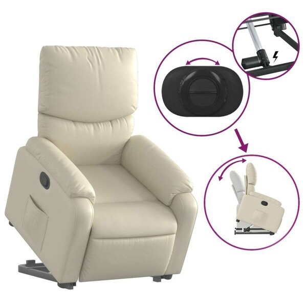 Relax Fotel - Elektromos Emelő - Krémszínű Műbőr