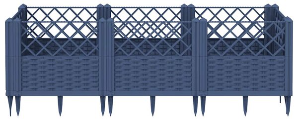 Kékszürke PP kerti virágláda cövekekkel 123,5 x 43,5 x 43,5 cm