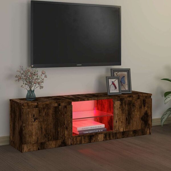 Füstölt tölgy színű TV-szekrény LED lámpákkal 120x30x36 cm
