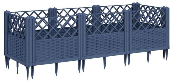 Kékszürke PP kerti virágláda cövekekkel 123,5 x 43,5 x 43,5 cm