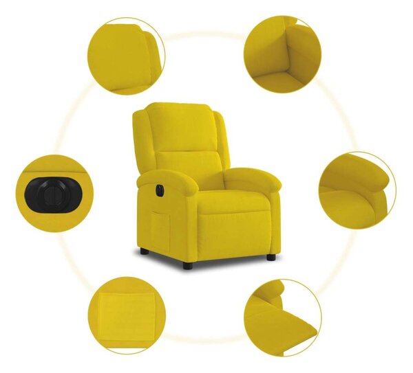 VidaXL Elektromos Dönthető Fotel - Sárga Bársony