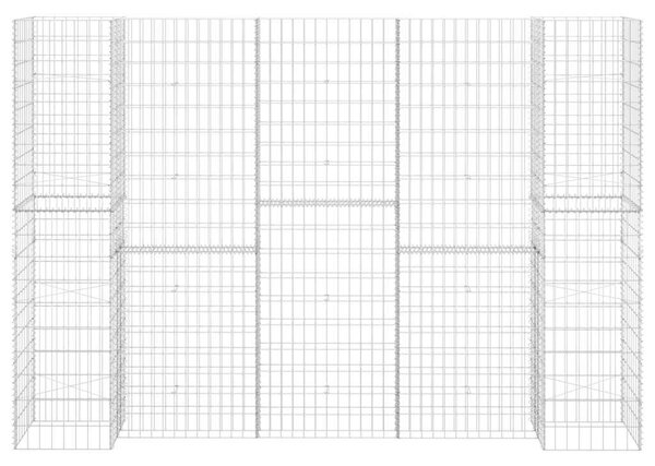 H alakú acéldrót virágtartó gabion 260 x 40 x 180 cm