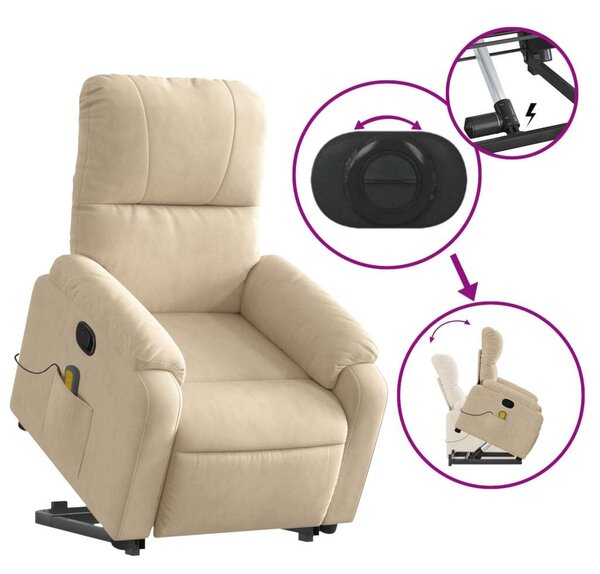 VidaXL Elektromos Felfelé Emelő Masszázsfotel - Krém