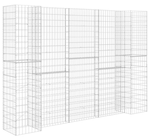 H alakú acéldrót virágtartó gabion 260 x 40 x 180 cm