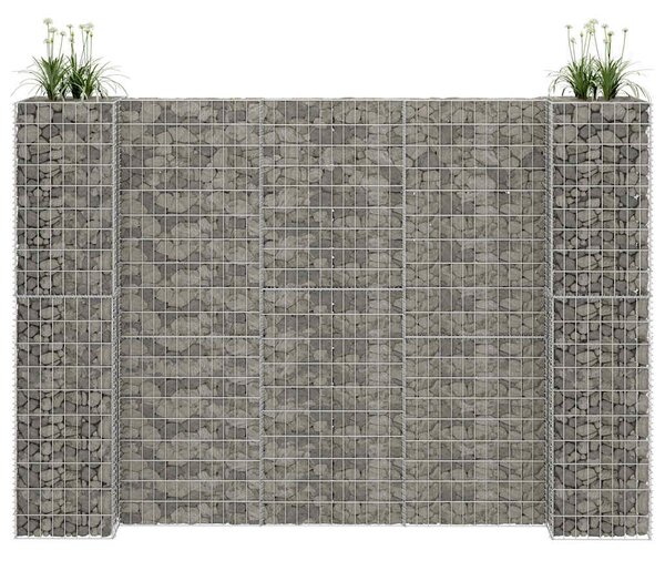 H alakú acéldrót virágtartó gabion 260 x 40 x 180 cm