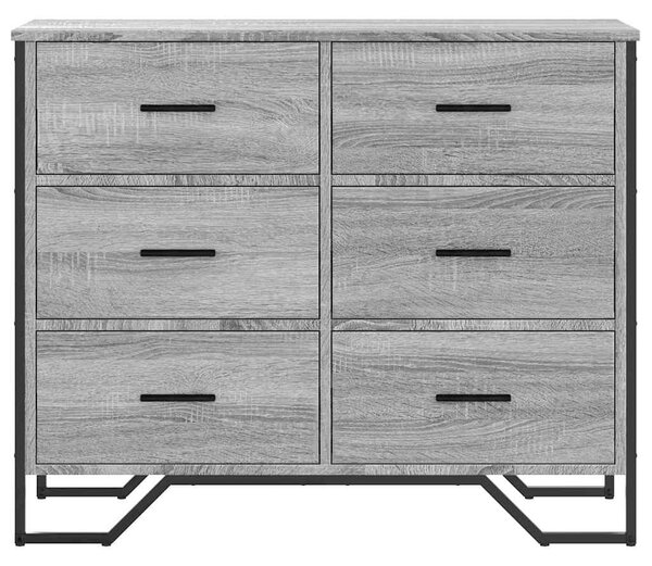 Szürke sonoma színű szerelt fa komód 91 x 35,5 x 74,5 cm