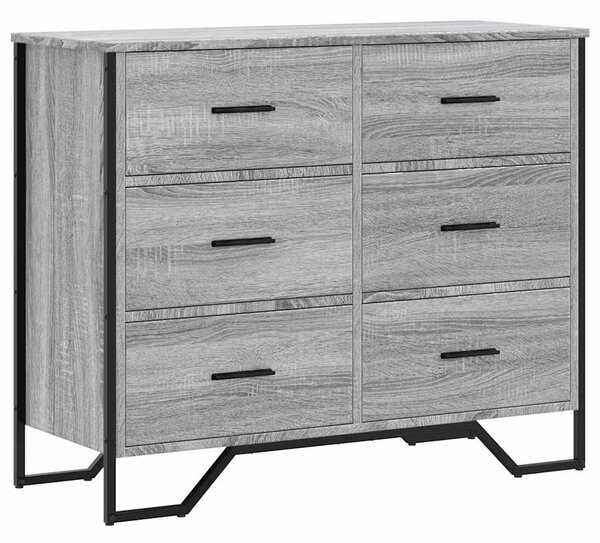 Szürke sonoma színű szerelt fa komód 91 x 35,5 x 74,5 cm
