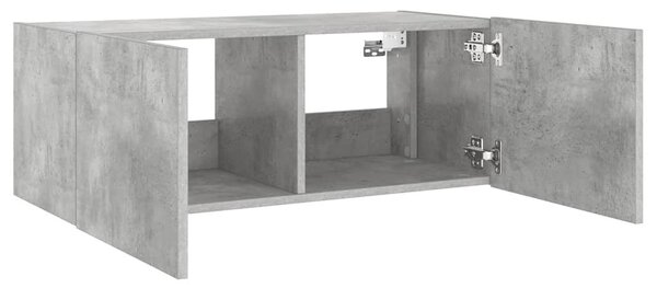 Betonszürke falra szerelhető TV-szekrény LED-del 80x35x31 cm