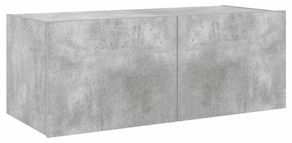 Betonszürke falra szerelhető TV-szekrény LED-del 80x35x31 cm