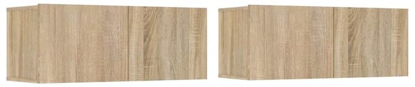 2 db sonoma tölgy szerelt fa TV-szekrény 80x30x30 cm
